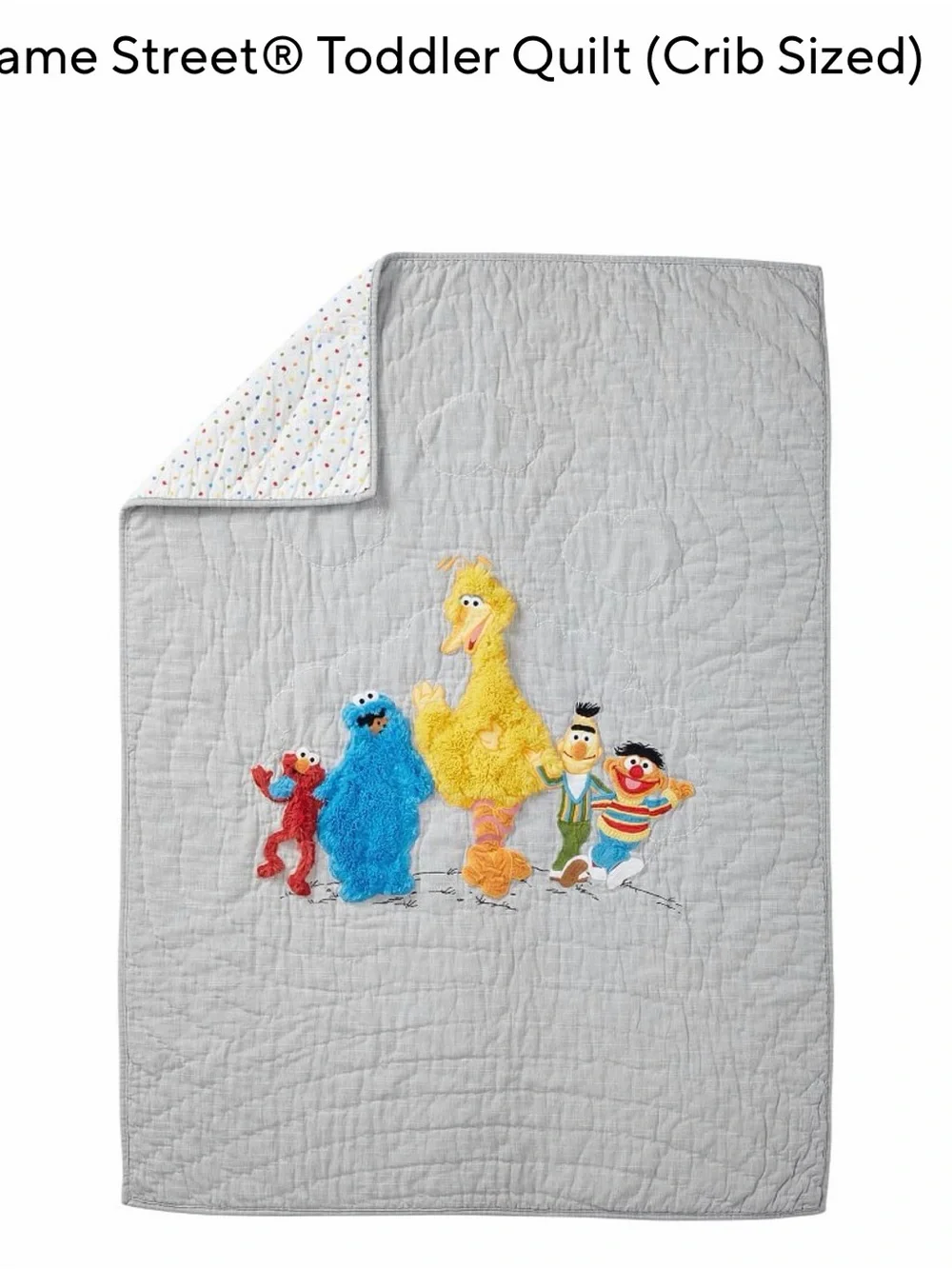 Sesame Street Toddler Quilt - Gray with Multicolor Character Appliqués